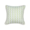 A gorgeous children's cushion with a unique pattern, light green colour and finished with white piping 