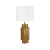 Glamorous hexagonal side lamp in aged brass finish