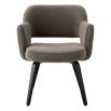 Brown mohair upholstered dining chair, with classic silhouette and black wooden legs