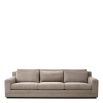 Taupe three seater sofa with classic square silhouette