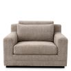 Large taupe armchair with a squared silhouette