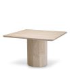 Chic travertine dining table with square top and structural base