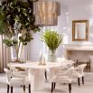 Chic travertine dining table with square top and structural base