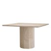 Chic travertine dining table with square top and structural base