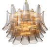 Captivating chandelier composed of curved smoked glass panes