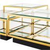 Modern set of 4 cubic style gold coffee tables