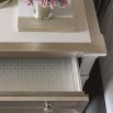 A glamorous bedside table by Caracole with jewellery-like hardware