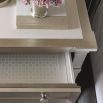 A glamorous bedside table by Caracole with jewellery-like hardware