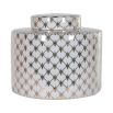 Glazed white and gold trellis patterned tea jar