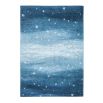 Blue night sky with stars chenille yarn flat weave rug