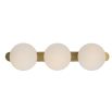 Brass wall lamp with three circular opal globes