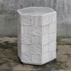 Grey hexagonal side table with reeded detailing