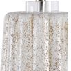 Fluted stone-ivory and taupe glazed lamp with grey shade