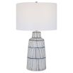 Navy blue and white striped glazed lamp