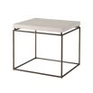 Sleek and modern wooden side table with metal base