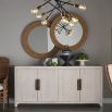 Weathered grey wooden sideboard with sleek metal hardware