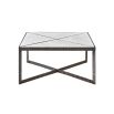 Square coffee table with smoothed and ridged surfaces