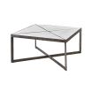 Square coffee table with smoothed and ridged surfaces