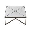 Square coffee table with smoothed and ridged surfaces