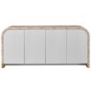 Sideboard with white ridged doors and curved frame