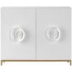 White textured sideboard with rose-inspired decorative pulls