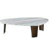 White marble coffee table with brown legs