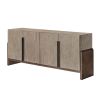 Weathered oak veneer sideboard with inset satin bronze hardware