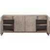 Weathered oak veneer sideboard with inset satin bronze hardware