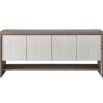 Wooden sideboard with cream geometric detailed front 