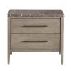 Wooden bedside table with marble top