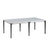 Rectangular table with marble top and black legs