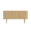 A gorgeous natural oak and cane 3-door cabinet with rattan detailing