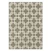 Hand-tufted interlocking square designed patterned wool rug in brown