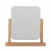 Table mirror with wooden frame and curved frame