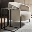 Black framed side table with smooth stone top
