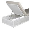 Cream outdoor lounger with foam seat and plastic base