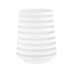 A frosted white glass vase with stylish stripes