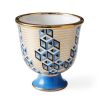 Enchanting cubist design bowl with blue, indigo and gold tones