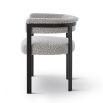 Elegant boucle upholstered dining chair in grey with black frame
