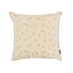 A beautiful velvet cushion by Romo with an embroidered pattern and neutral finish with a satin reverse and lovely fringing