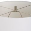 This ceramic lamp features a weathered stone finish, brushed nickel accents, and a soft off-white linen shade, bringing timeless elegance and classic sophistication to any space.