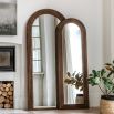 Full length wooden mirror with arched shape 