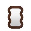 Brown wooden mirror with wavy edge frame
