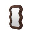 Brown wooden mirror with wavy edge frame