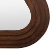 Brown wooden mirror with wavy edge frame