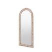 Whitewashed leaner mirror with intricate etching