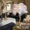 Mini ostrich feather lamp in white with a gold base