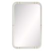 White ricestone rectangular mirror with brass inlays