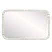 White ricestone rectangular mirror with brass inlays