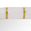 White ricestone rectangular mirror with brass inlays